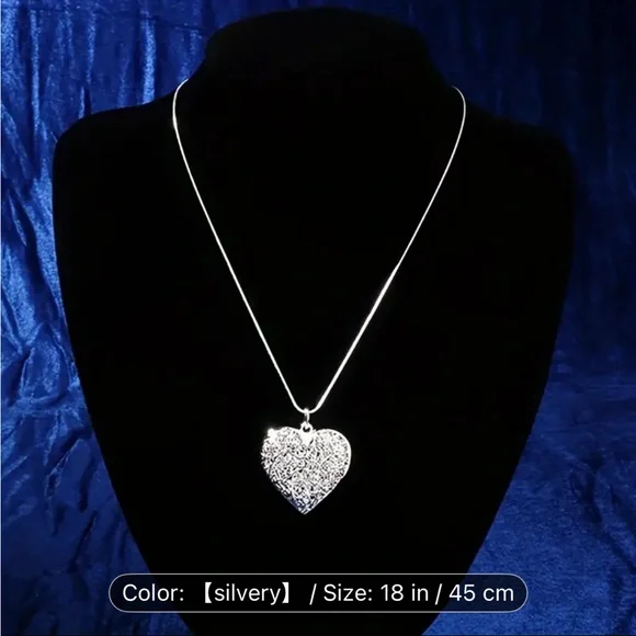 Exquisite 925 Silver Plated Heart Pendant Necklace - NIP - Picture 3 of 7